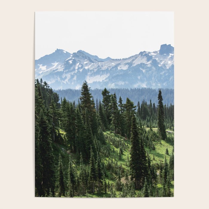 Mount Rainier Adventure - Pacific Northwest Mountain Forest Wanderlust Poster Gallery Image 4