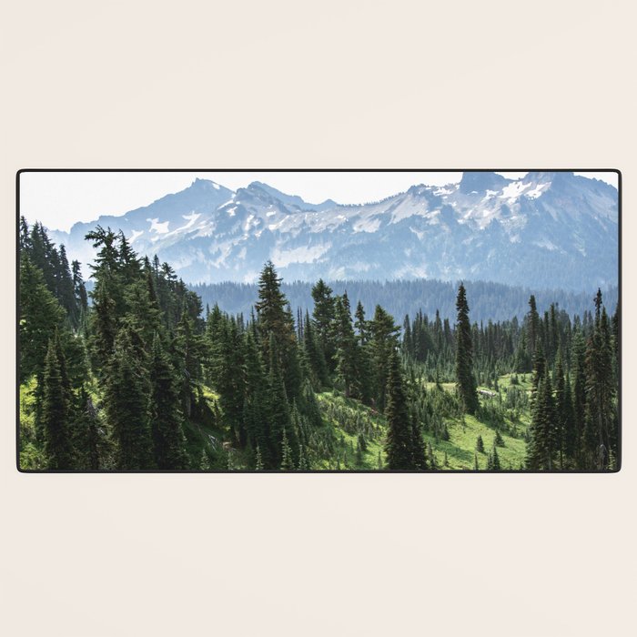 Mount Rainier Adventure - Pacific Northwest Mountain Forest Wanderlust Desk Mat Gallery Image 3