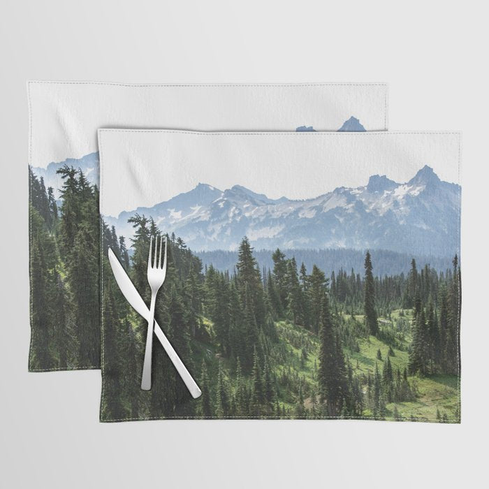 Mount Rainier Adventure - Pacific Northwest Mountain Forest Wanderlust Placemat Gallery Image 1