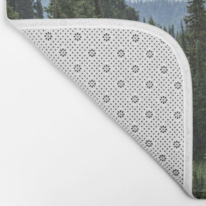 Mount Rainier Adventure - Pacific Northwest Mountain Forest Wanderlust Bath Mat Gallery Image 2