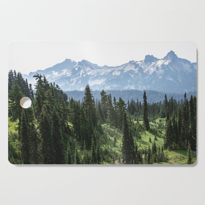 Mount Rainier Adventure - Pacific Northwest Mountain Forest Wanderlust Cutting Board Gallery Image 1