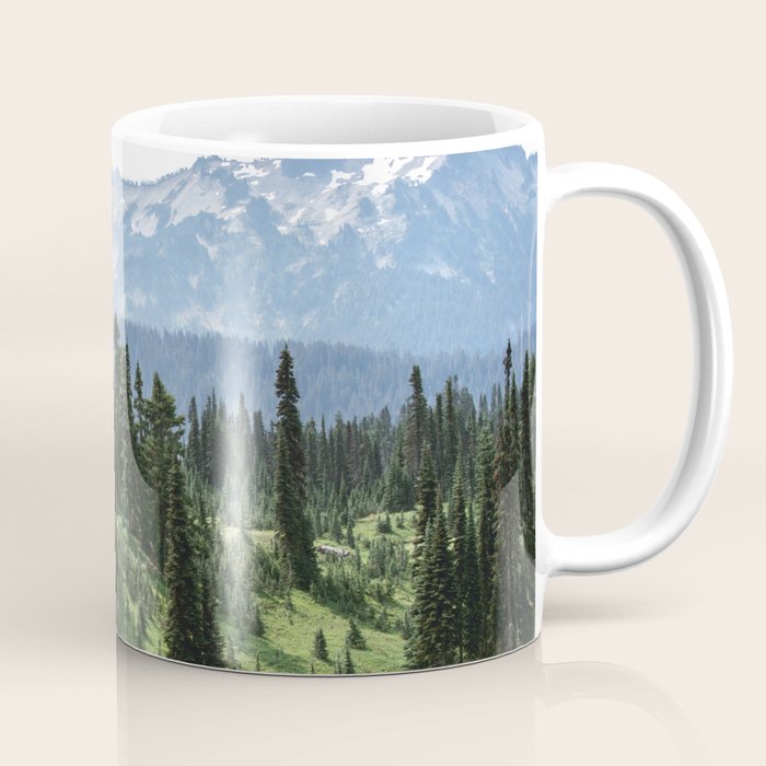 Mount Rainier Adventure - Pacific Northwest Mountain Forest Wanderlust Coffee Mug Gallery Image 1
