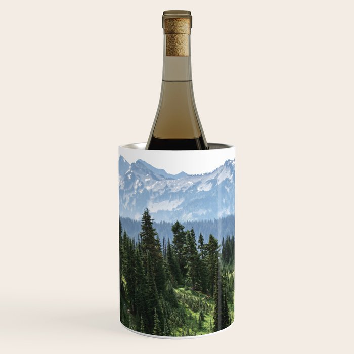 Mount Rainier Adventure - Pacific Northwest Mountain Forest Wanderlust Wine Chiller Gallery Image 1