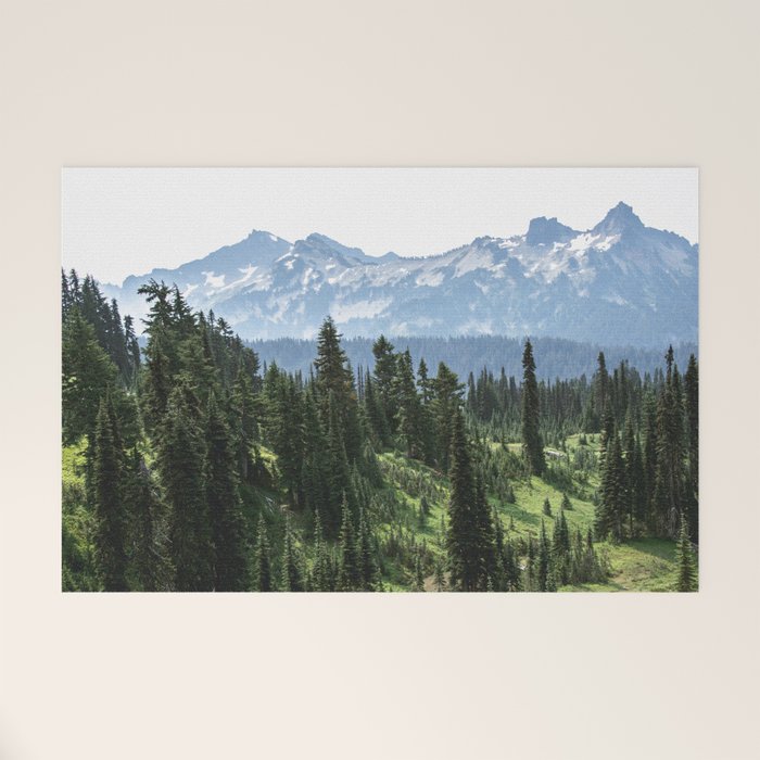 Mount Rainier Adventure - Pacific Northwest Mountain Forest Wanderlust Welcome Mat Gallery Image 1