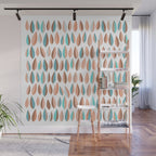 Mid Mod Dancing Leaf Pattern in earthy Peach & Jade Wall Mural Gallery Image 1