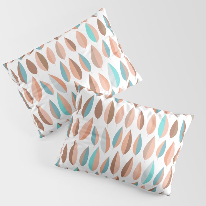 Mid Mod Dancing Leaf Pattern in earthy Peach & Jade Pillow Sham Gallery Image 1