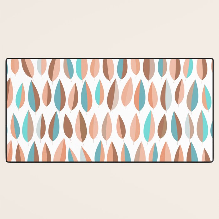 Mid Mod Dancing Leaf Pattern in earthy Peach & Jade Desk Mat Gallery Image 3