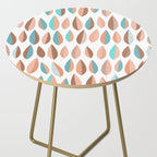 Mid Mod Dancing Leaf Pattern in earthy Peach & Jade Side Table Gallery Image 2
