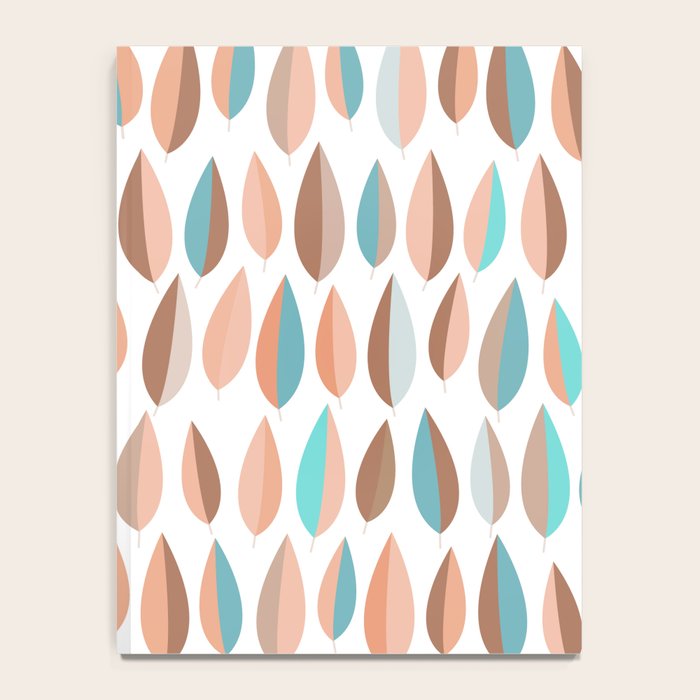 Mid Mod Dancing Leaf Pattern in earthy Peach & Jade Notebook Gallery Image 4