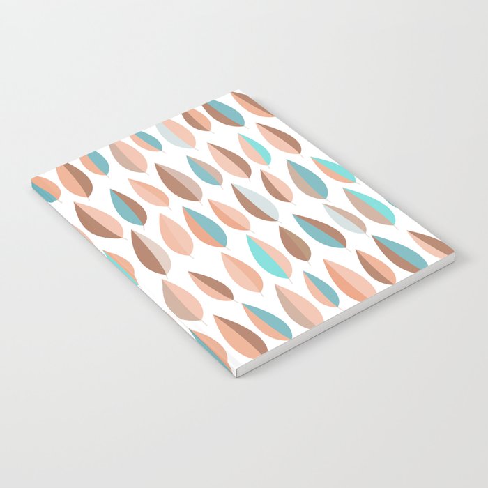 Mid Mod Dancing Leaf Pattern in earthy Peach & Jade Notebook Gallery Image 2