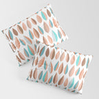Mid Mod Dancing Leaf Pattern in earthy Peach & Jade Pillow Sham Gallery Image 3
