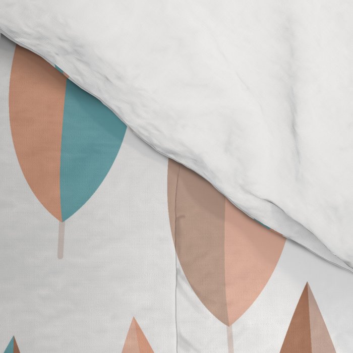 Mid Mod Dancing Leaf Pattern in earthy Peach & Jade Comforter Gallery Image 4