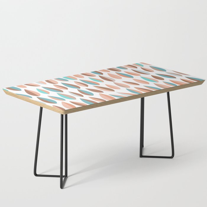 Mid Mod Dancing Leaf Pattern in earthy Peach & Jade Coffee Table Gallery Image 1