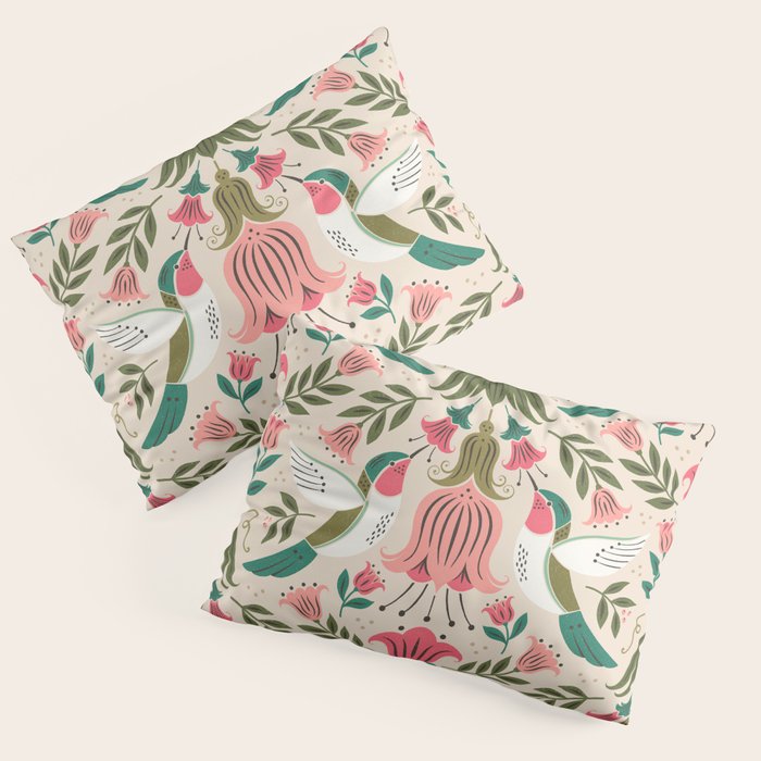 Hummingbirds - Green and Pink Pillow Sham Gallery Image 3