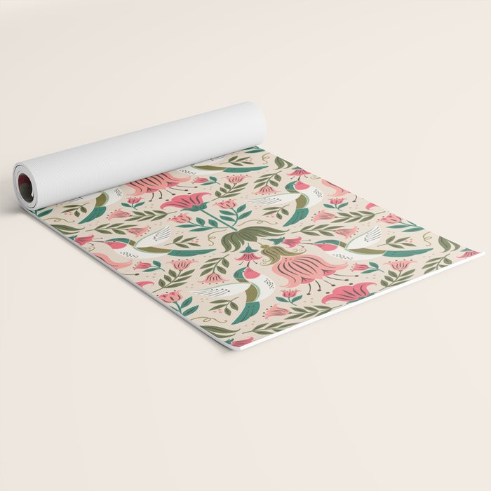 Hummingbirds - Green and Pink Yoga Mat Gallery Image 2