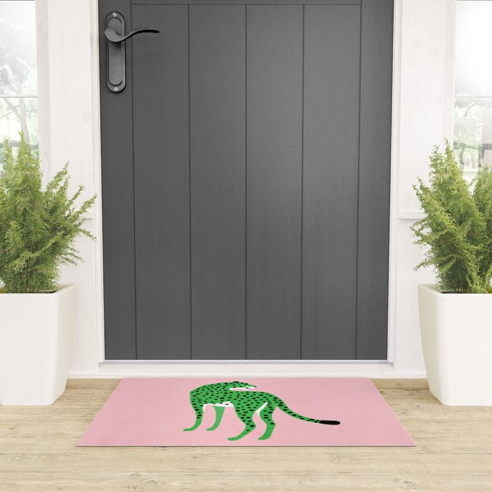 The Stare 2: Tropical Green Cheetah Edition Welcome Mat Gallery Image 3
