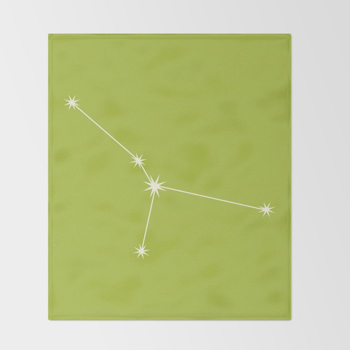 Cancer Zodiac Star Constellation Line Art Chartreuse Green Throw Blanket Gallery Image 2