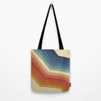 Funky Colorful 70s Rainbow Striped Zig Zag Pattern Blue Orange Hues Tote Bag Gallery Image 2