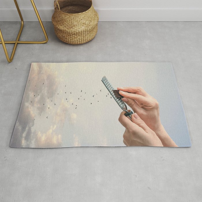 Garnished Flock - Flying Chocolate Birds Rug Gallery Image 1