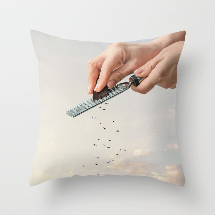 Garnished Flock - Flying Chocolate Birds Throw Pillow Gallery Image 6