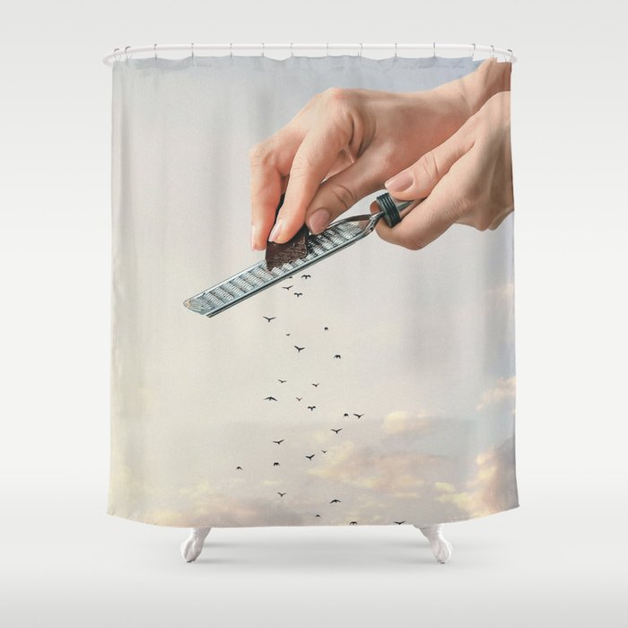 Garnished Flock - Flying Chocolate Birds Shower Curtain Gallery Image 1