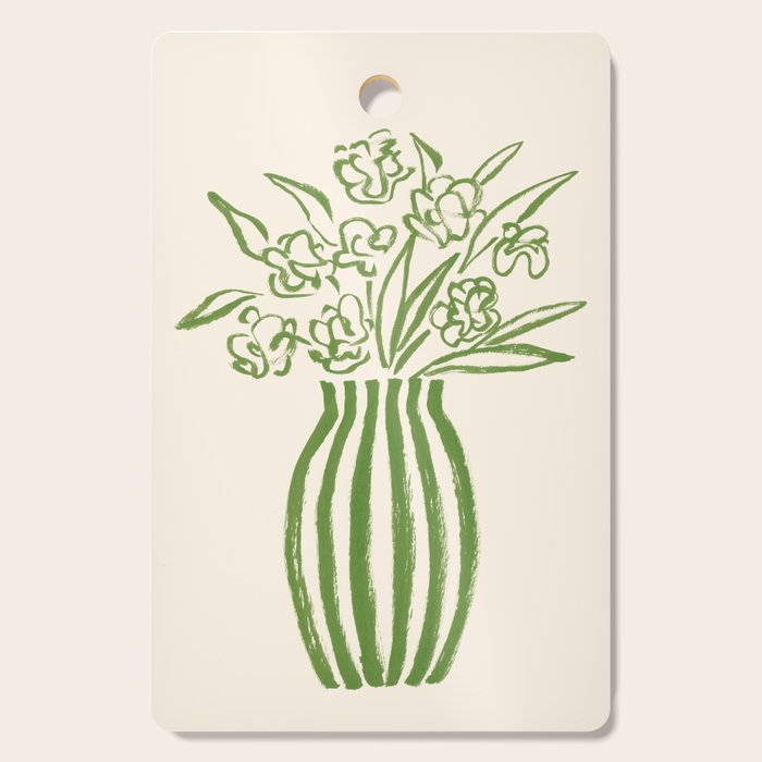 Stripe Flower Vase - Green Cutting Board Gallery Image 1