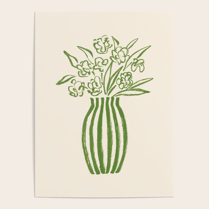 Stripe Flower Vase - Green Poster Gallery Image 4