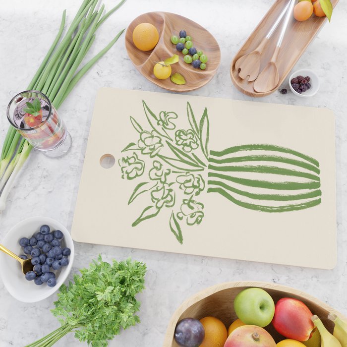 Stripe Flower Vase - Green Cutting Board Gallery Image 2