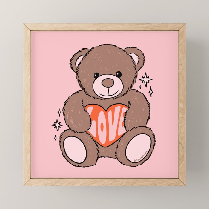 Love Bear Inspired by PANTONE 17 1230 Mocha Mousse Mini Art Print Gallery Image 1