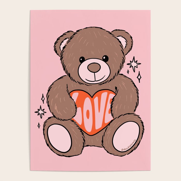 Love Bear Inspired by PANTONE 17 1230 Mocha Mousse Poster Gallery Image 4