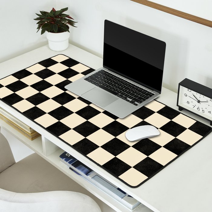 Checkers - Black and Cream Desk Mat Gallery Image 2