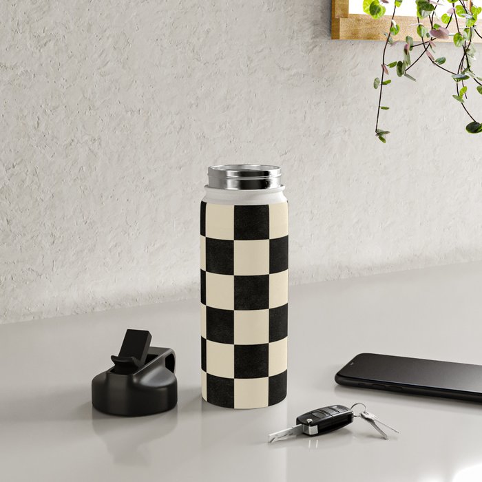 Checkers - Black and Cream Water Bottle Gallery Image 4