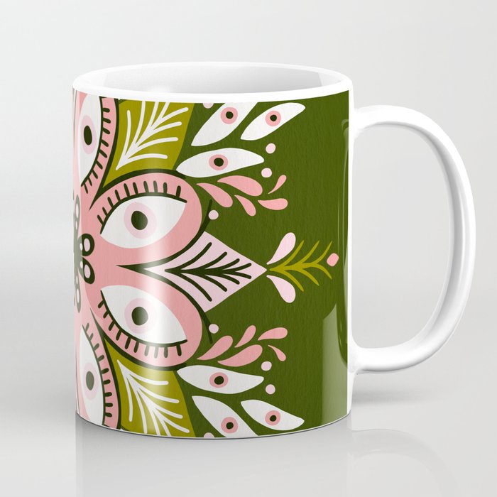 Psychedelic Mandala - Sage & Pink Coffee Mug Gallery Image 1