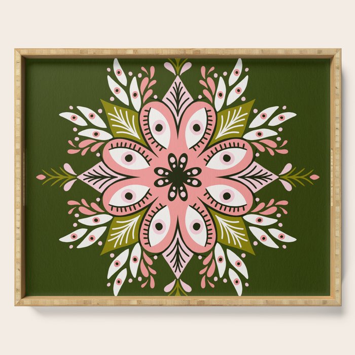 Psychedelic Mandala - Sage & Pink Serving Tray Gallery Image 1