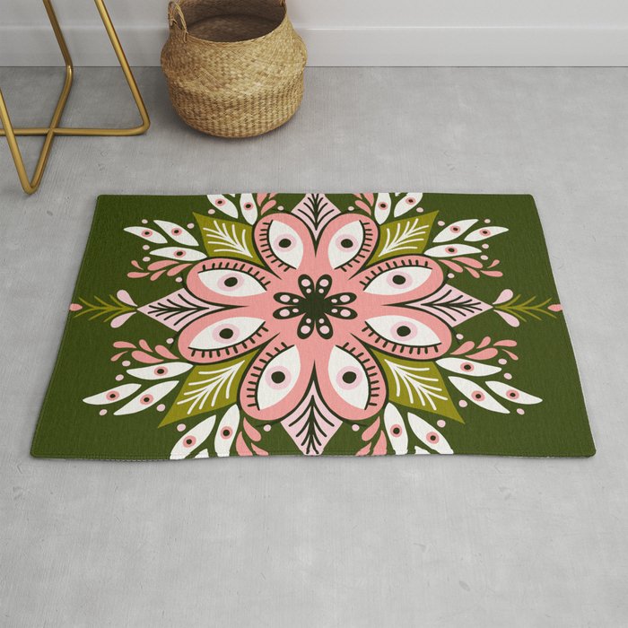 Psychedelic Mandala - Sage & Pink Rug Gallery Image 1