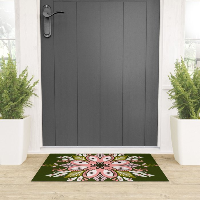 Psychedelic Mandala - Sage & Pink Welcome Mat Gallery Image 3