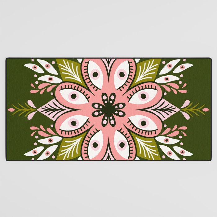Psychedelic Mandala - Sage & Pink Desk Mat Gallery Image 3