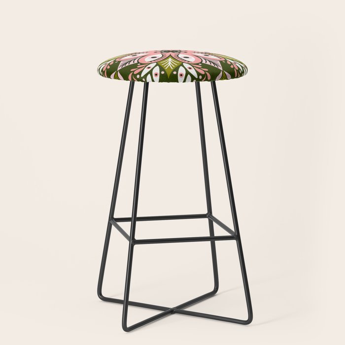 Psychedelic Mandala - Sage & Pink Stool Gallery Image 1