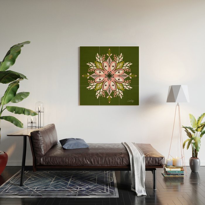 Psychedelic Mandala - Sage & Pink Wood Wall Art Gallery Image 2