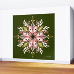 Psychedelic Mandala - Sage & Pink Wall Mural Gallery Image 2
