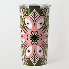 Psychedelic Mandala - Sage & Pink Travel Mug Gallery Image 1