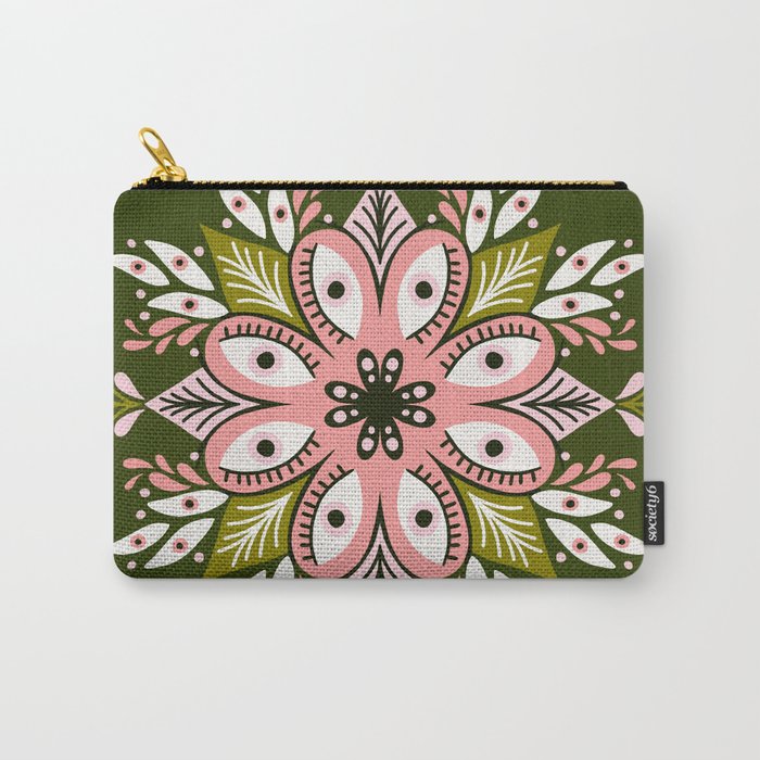 Psychedelic Mandala - Sage & Pink Carry All Pouch Gallery Image 1