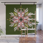 Psychedelic Mandala - Sage & Pink Wall Mural Gallery Image 1