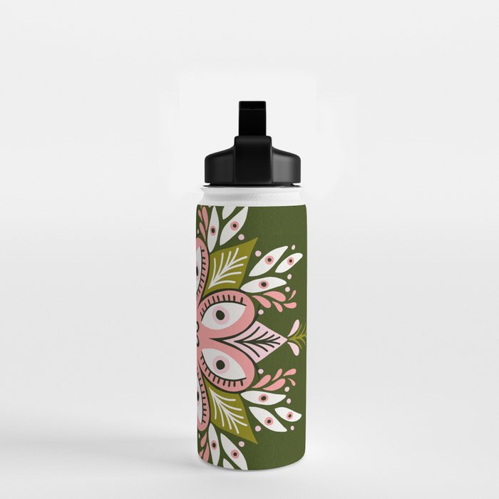 Psychedelic Mandala - Sage & Pink Water Bottle Gallery Image 2