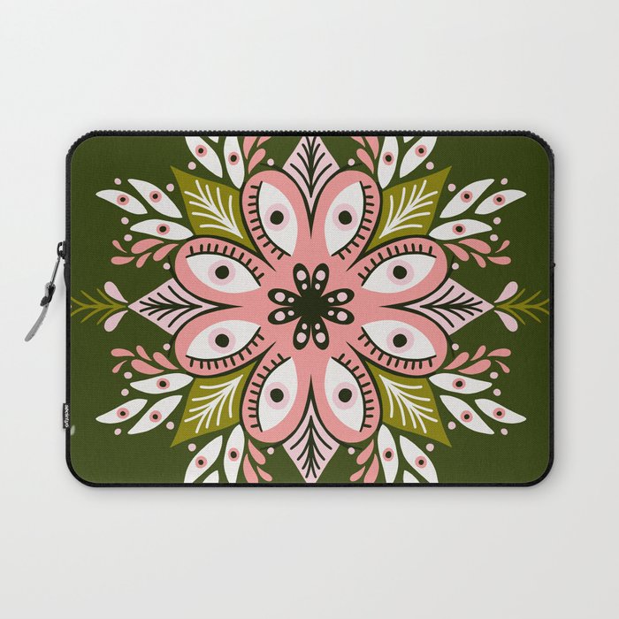 Psychedelic Mandala - Sage & Pink Laptop Sleeve Gallery Image 1