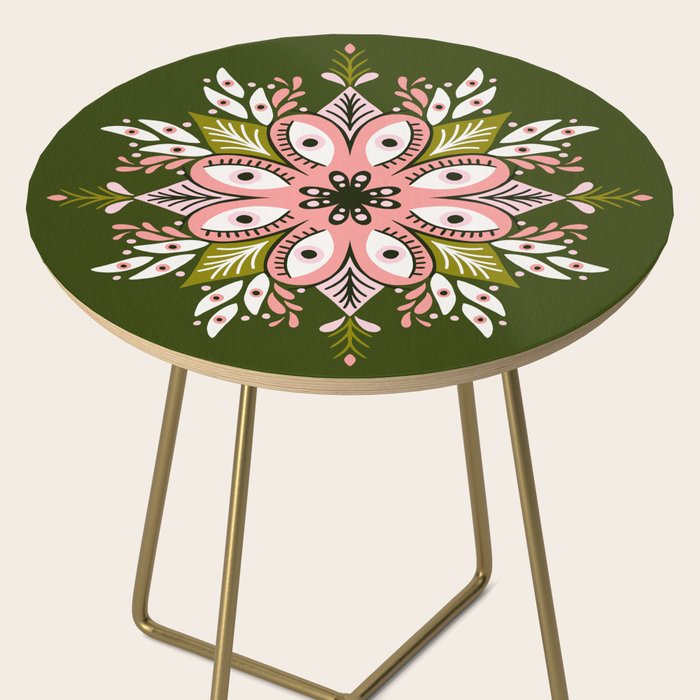 Psychedelic Mandala - Sage & Pink Side Table Gallery Image 2