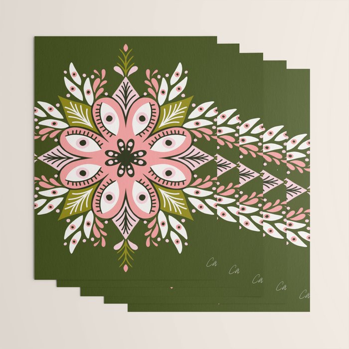 Psychedelic Mandala - Sage & Pink Wrapping Paper Gallery Image 3