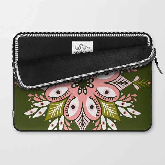 Psychedelic Mandala - Sage & Pink Laptop Sleeve Gallery Image 2