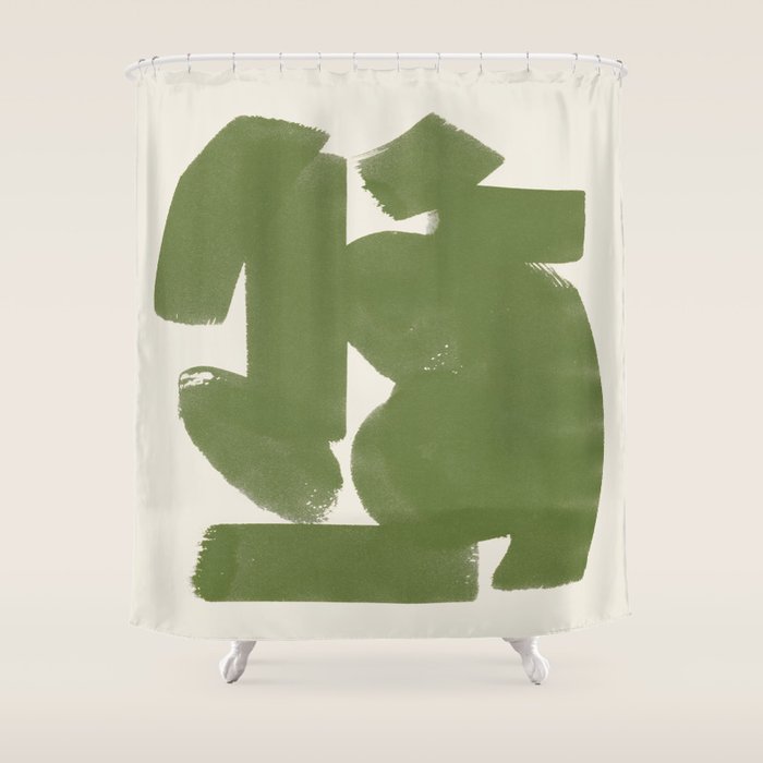 Abstract Paint Form 1 - Green Shower Curtain Gallery Image 1
