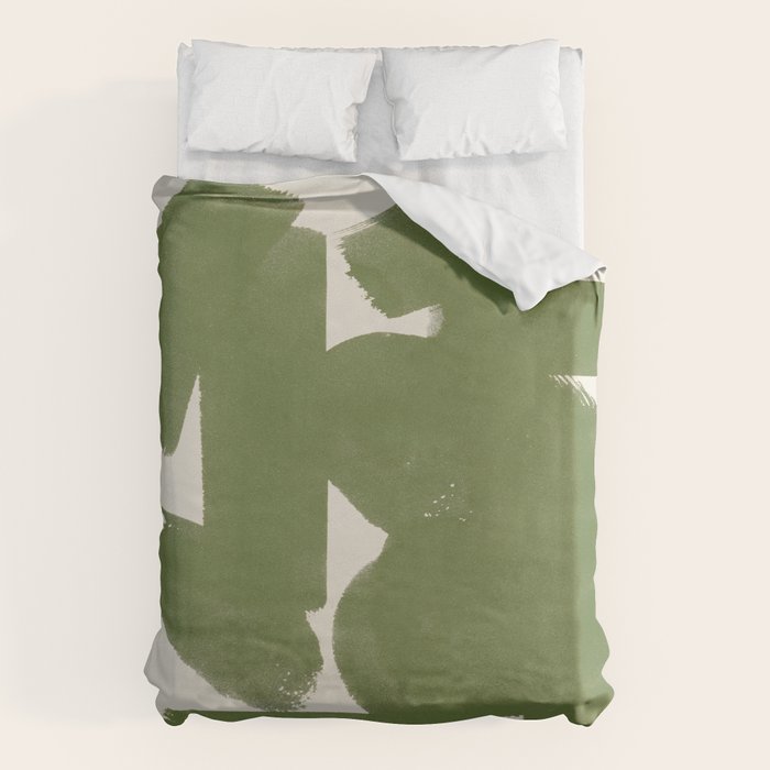 Abstract Paint Form 1 - Green Duvet Cover Gallery Image 1